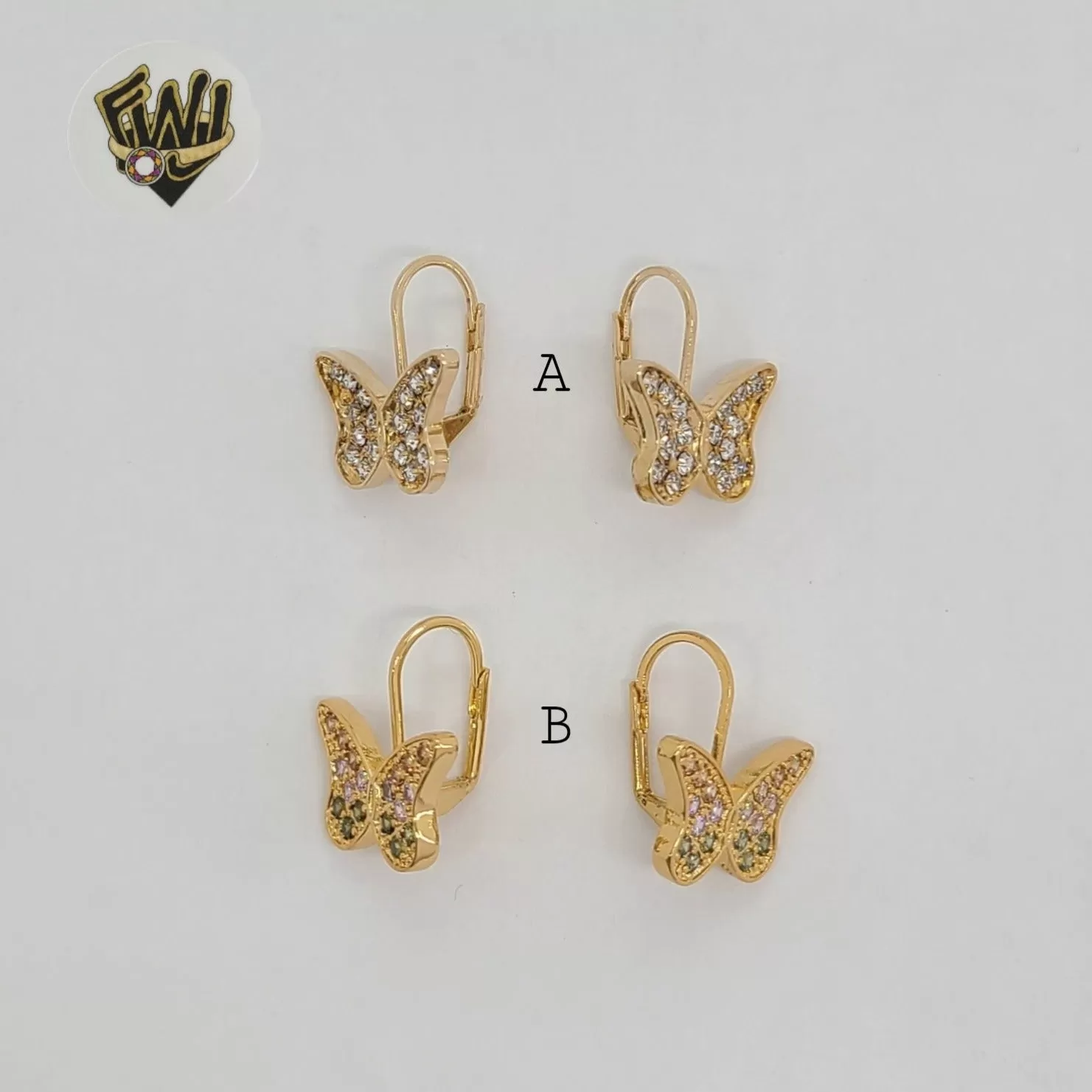 (1-1187-2) Gold Laminate - Zircon  Butterfly Earrings - BGO