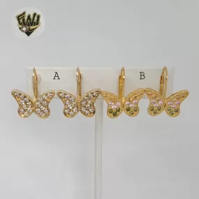 (1-1187-2) Gold Laminate - Zircon  Butterfly Earrings - BGO