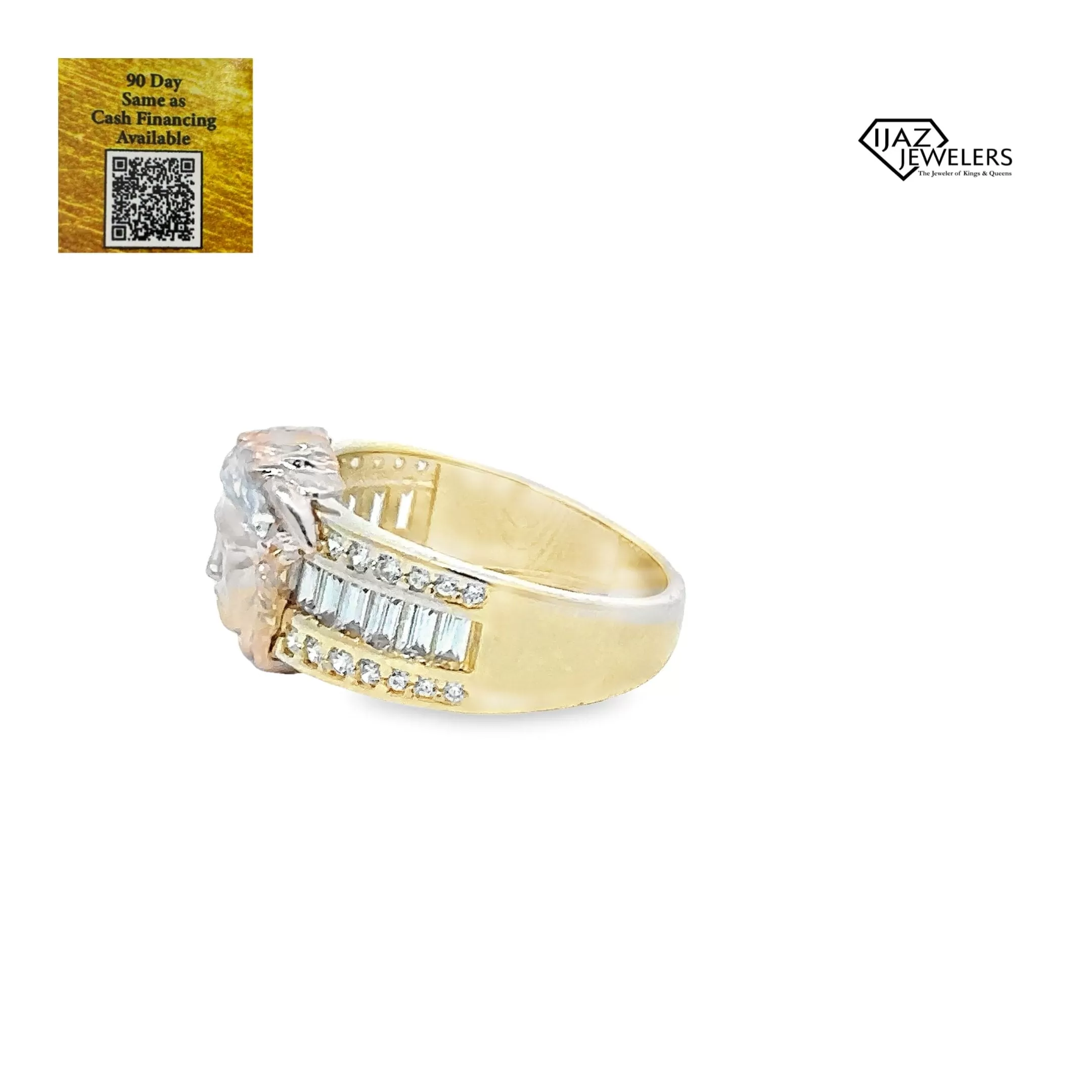 10K Gold Three Tone CZ Medusa Ring