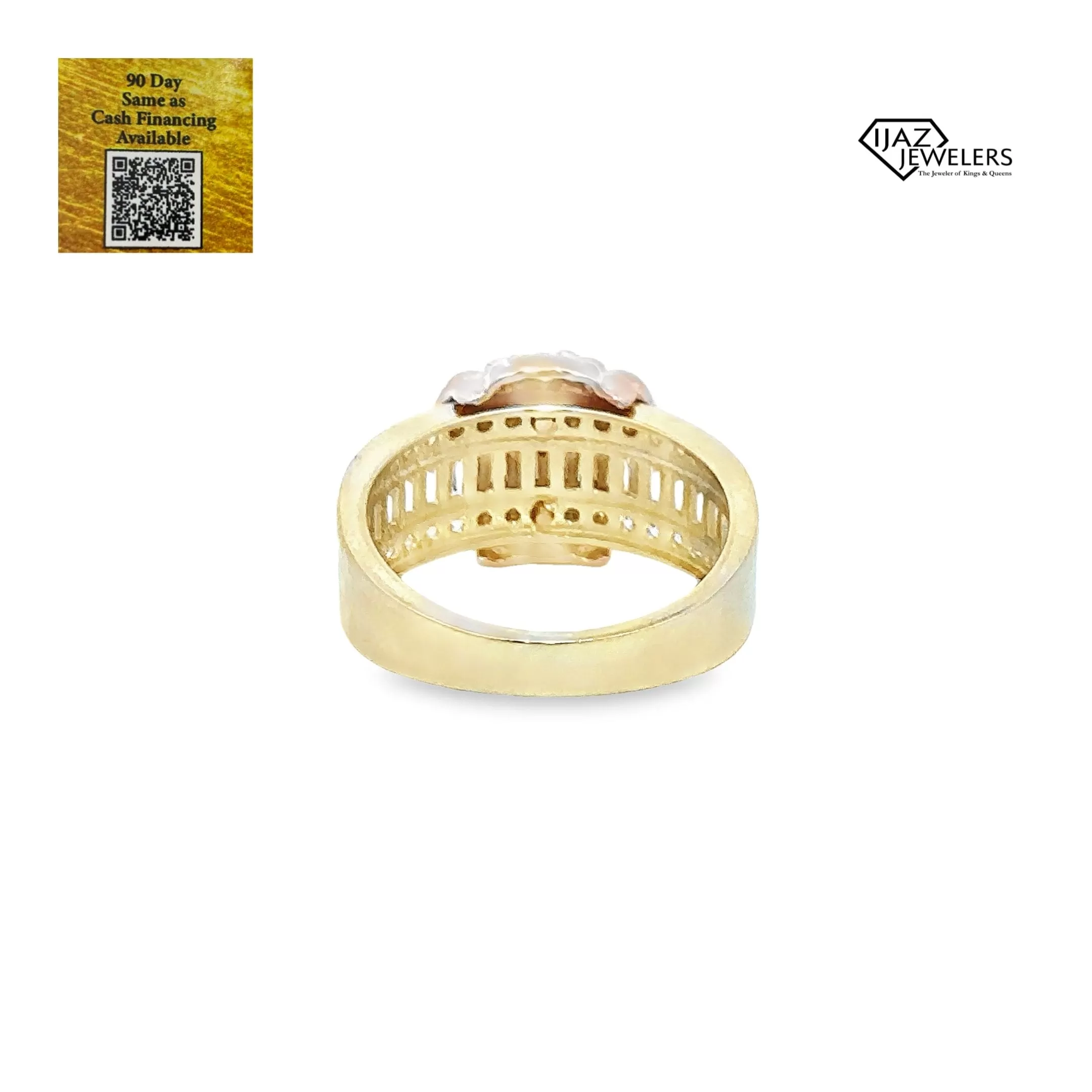 10K Gold Three Tone CZ Medusa Ring