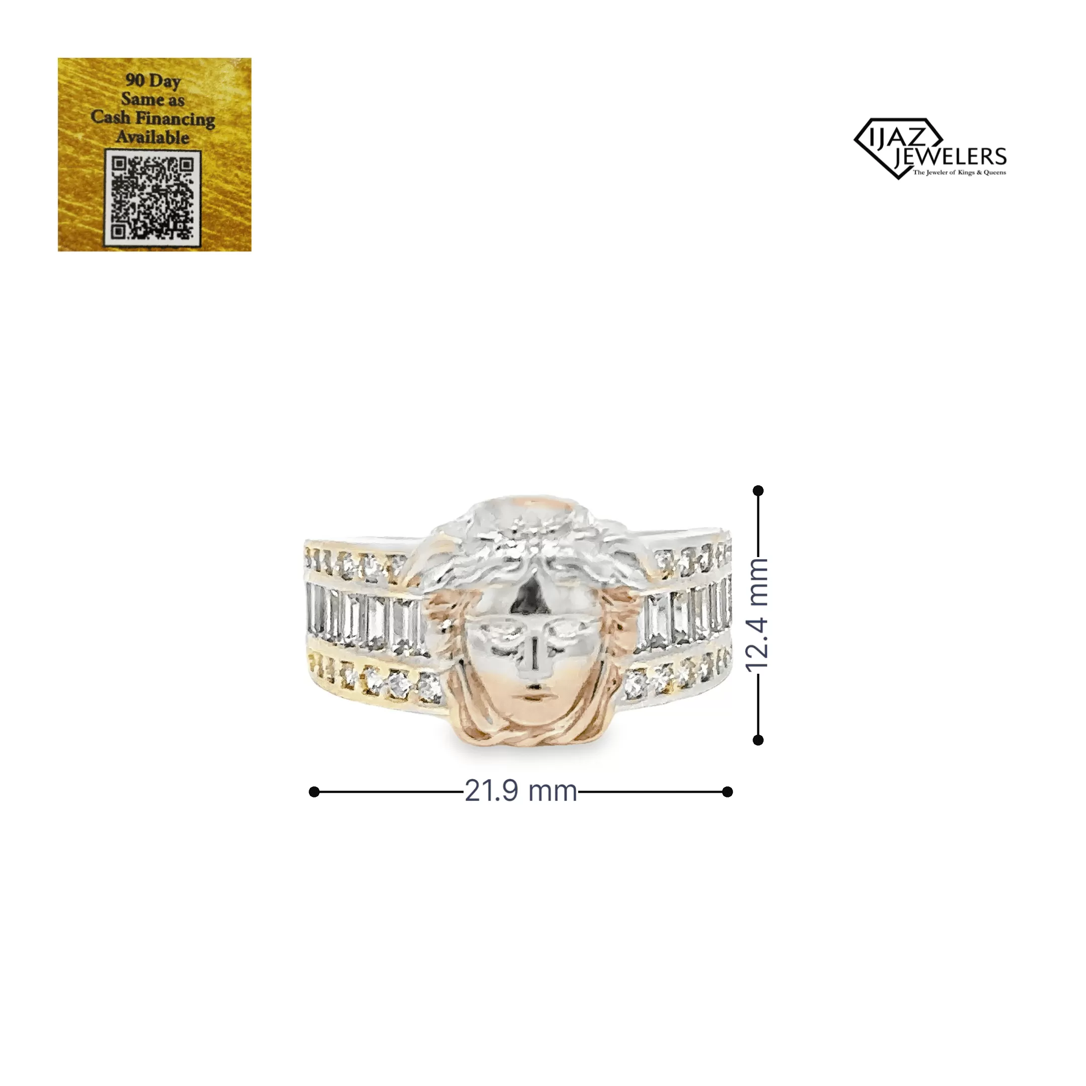 10K Gold Three Tone CZ Medusa Ring