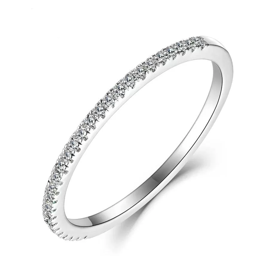 10k or 14k White or Rose Gold Moissanite Half Eternity Rings 0.1ct