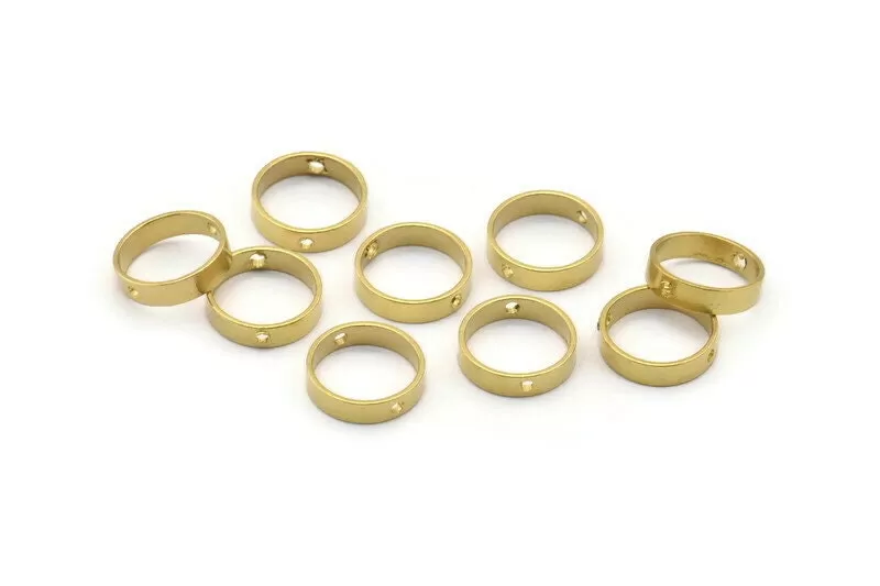 10mm Circle Connector, 50 Raw Brass Circle Ring Connector With 2 Holes, Findings (10x2.5mm) BS 2202