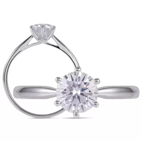 14k / 18k White Gold Moissanite Solitaire Ring 1ct