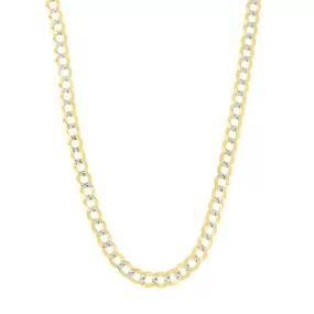 14k 2 Tone Yellow And White Gold Curb Chain Necklace, 3.2mm