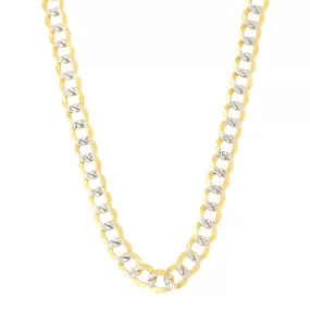 14k 2 Tone Yellow And White Gold Curb Chain Necklace, 4.7mm