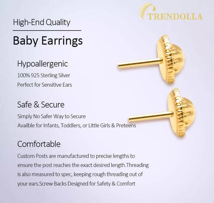 14k Rose Gold Plated Sterling Silver Dolphins with CZ Baby Children Earrings