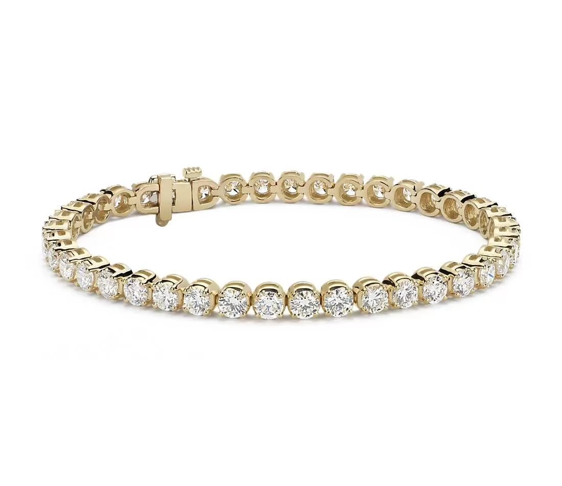 14K Yellow Gold Round Diamond Tennis Bracelet