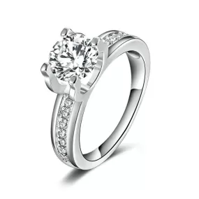 1.5 Carat Cubic Zirconia Wedding Ring for Women White Gold Luxury Engagement Ring