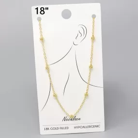 18K Gold Dipped Metal Bead Station Chain Necklace - 18"