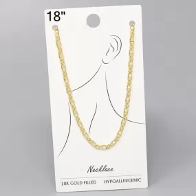 18K Gold Dipped Textured Mariner Chain Necklace - 18"