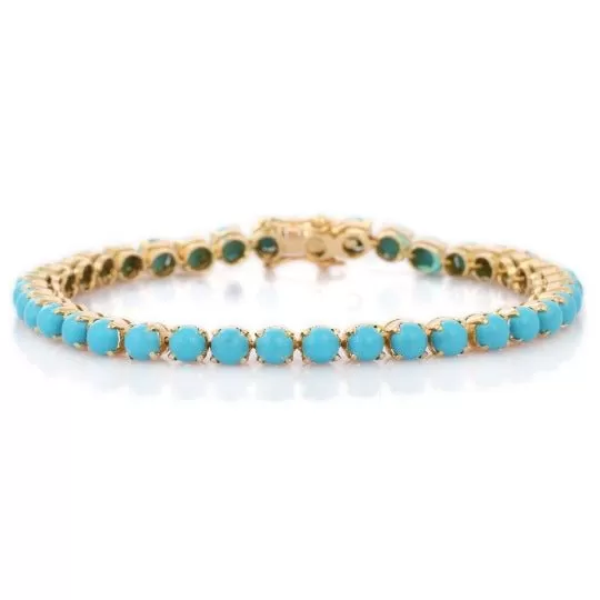 18K Gold Turquoise Eternity Bracelet