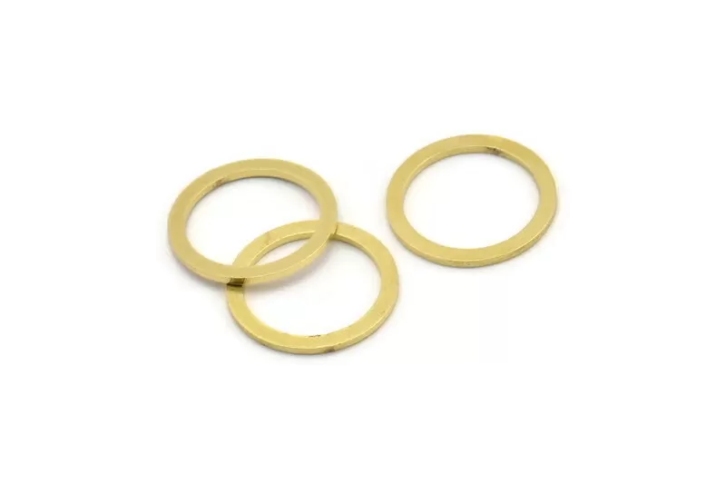 18mm Circle Connectors, 24 Raw Brass Circle Connectors (18x2x1mm) A3687