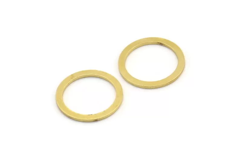 18mm Circle Connectors, 24 Raw Brass Circle Connectors (18x2x1mm) A3687