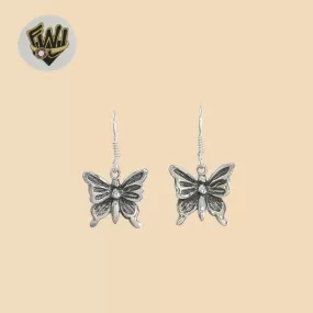 (2-3289) 925 Sterling Silver - Butterfly Dangle Earrings.