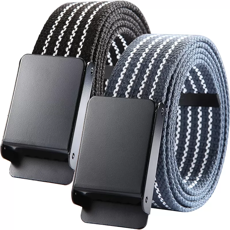 2 Pack Men's Canvas Belts with Metal Buckles