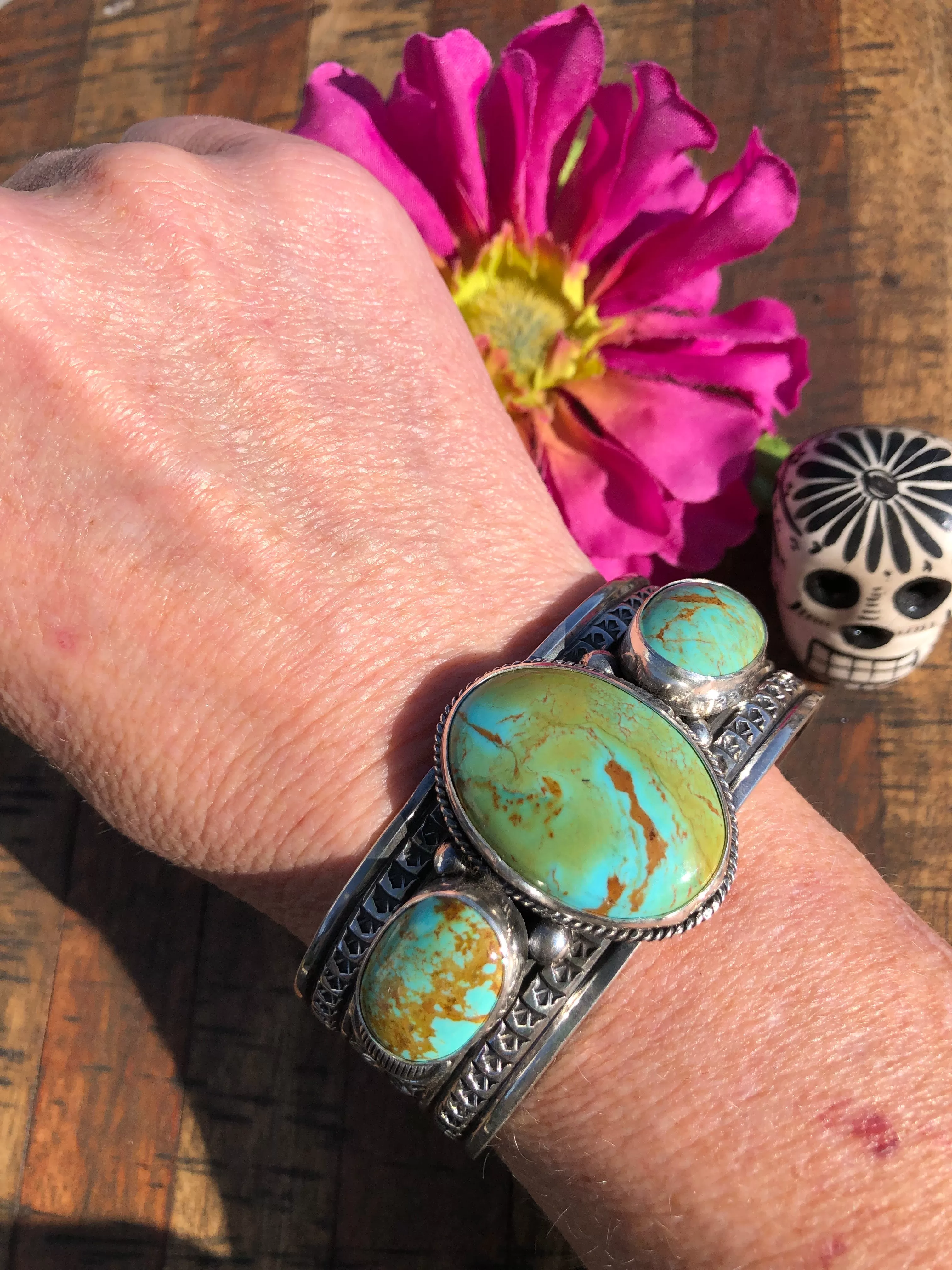 3 Stone Kingman Turquoise Cuff