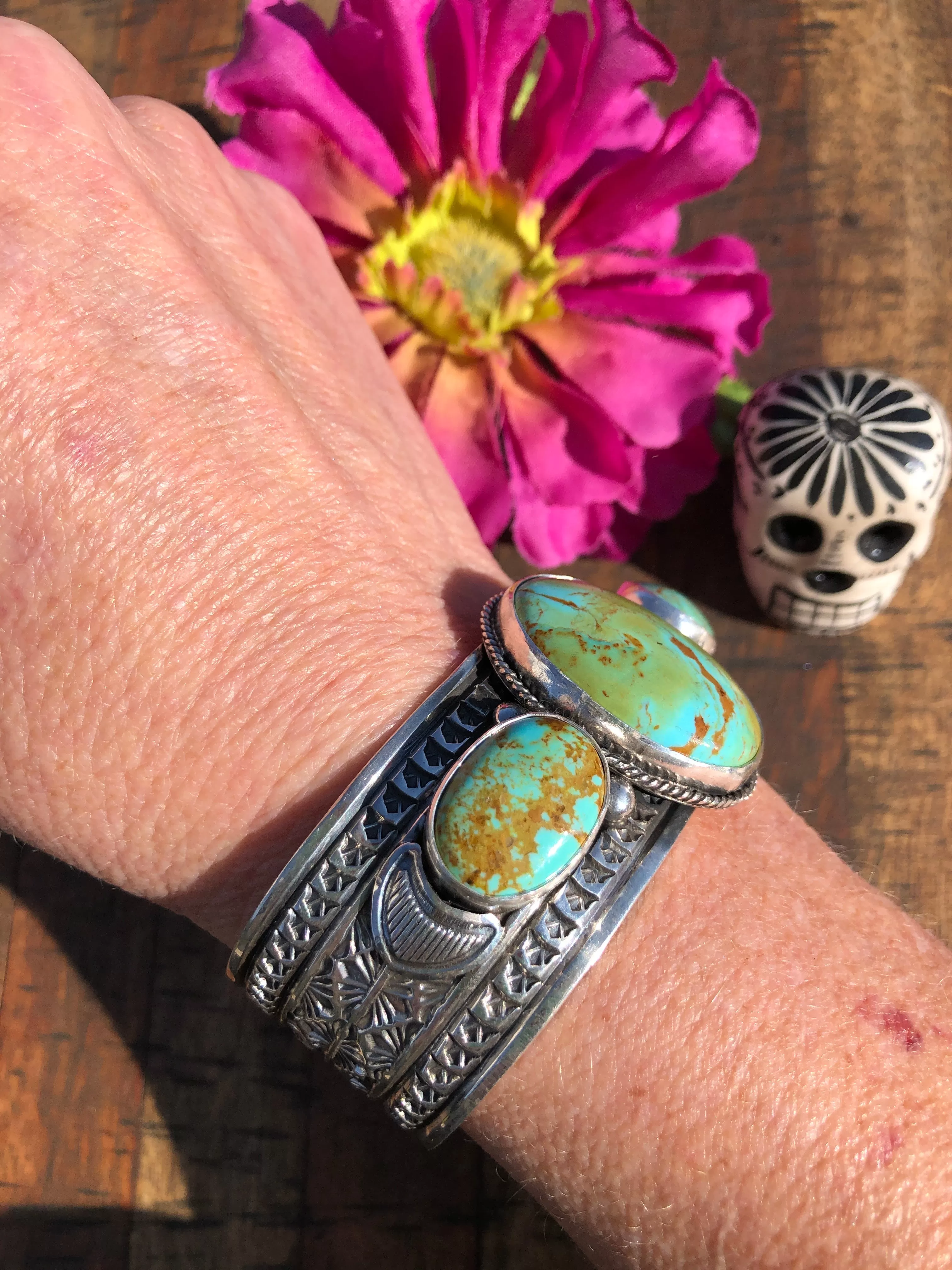 3 Stone Kingman Turquoise Cuff