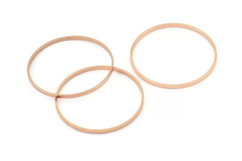 35mm Circle Connectors - 6 Rose Gold Plated Brass Circle Connectors (35x0.8x2mm) D0315 Q0688