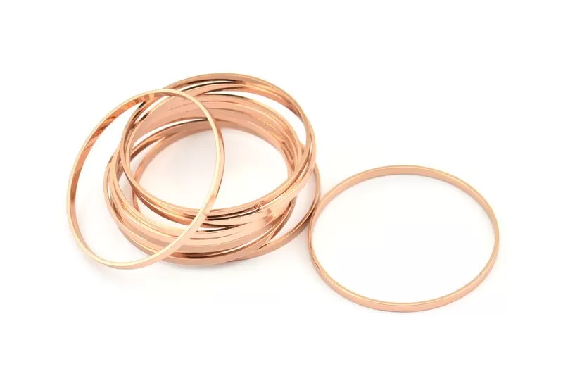 35mm Circle Connectors - 6 Rose Gold Plated Brass Circle Connectors (35x0.8x2mm) D0315 Q0688