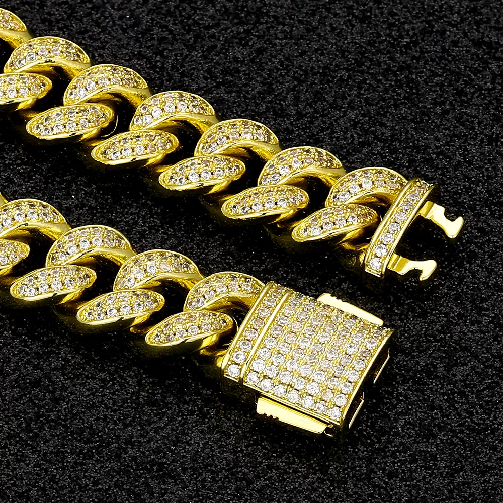 5mm Tennis and 12mm Cuban Link Bracelet Set for Men's in 14K Gold KRKC