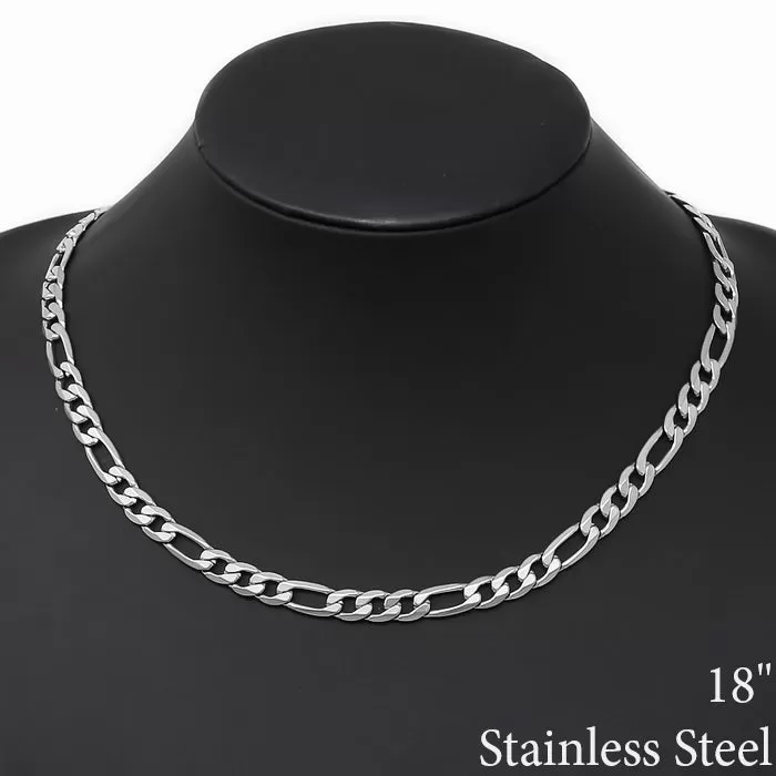 7 MM Figaro Chain Stainless Steel Necklace