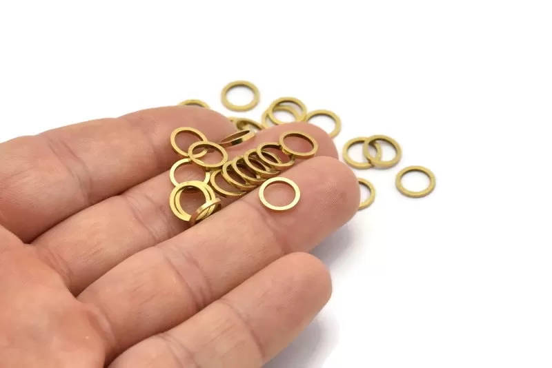 8mm Brass Ring, 100 Raw Brass Circle Ring Findings (8mm) B0117