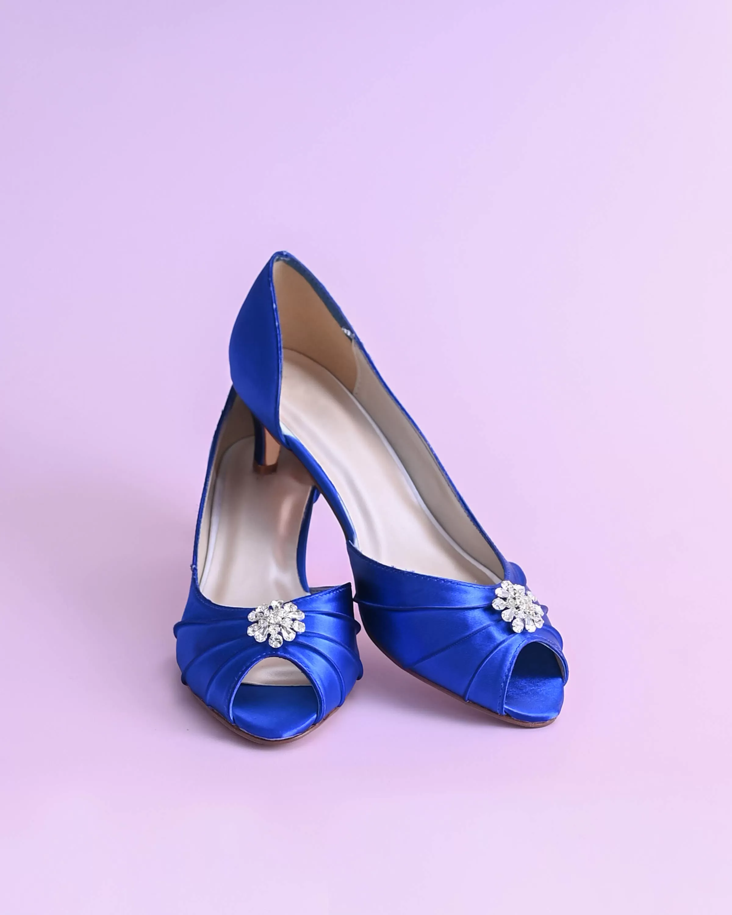 Abby Royal Blue Bridal Shoes with Simple Crystal Adornment