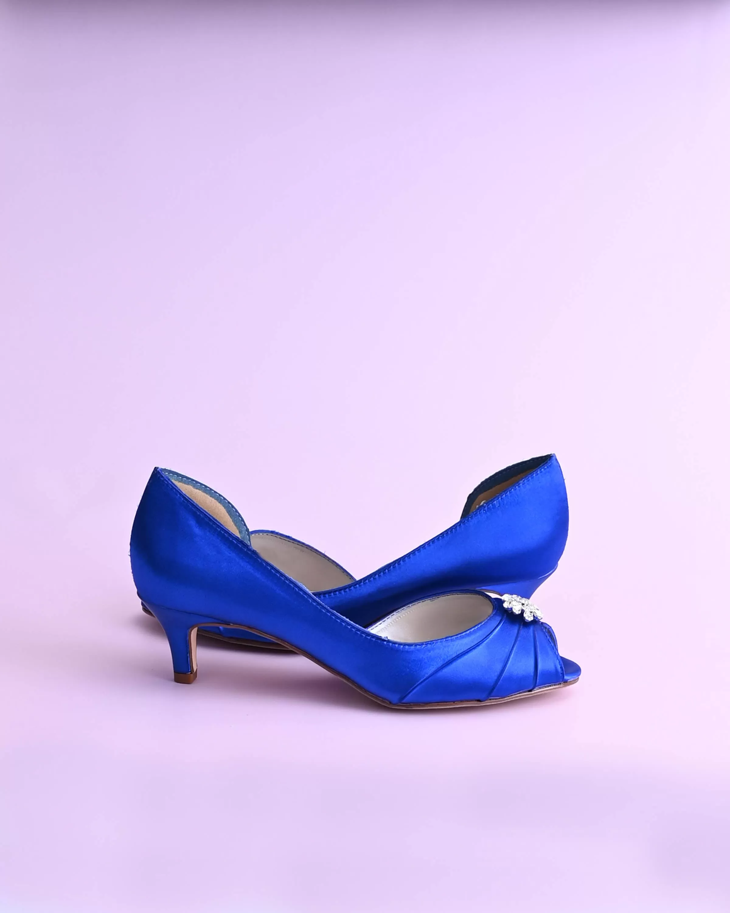 Abby Royal Blue Bridal Shoes with Simple Crystal Adornment