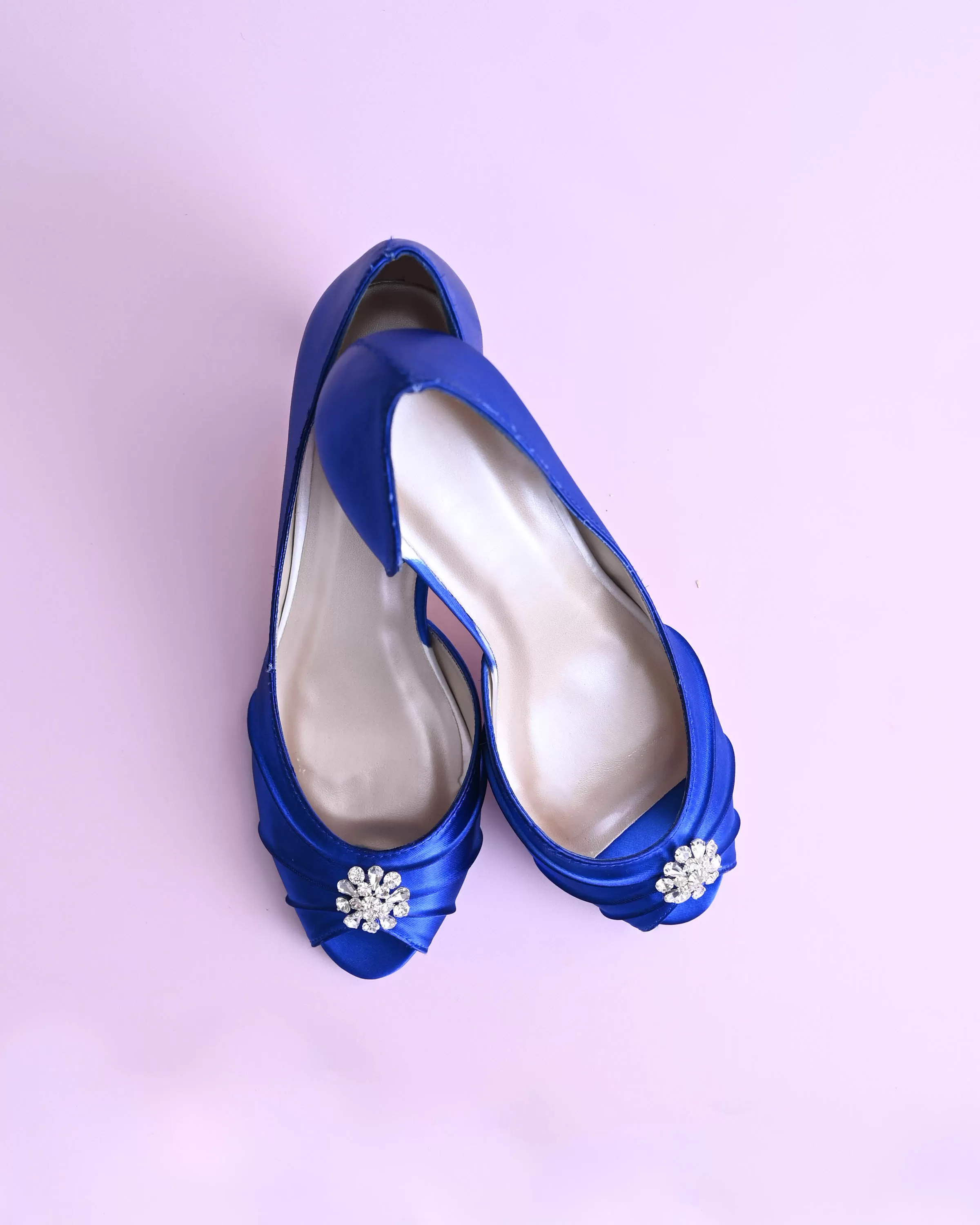 Abby Royal Blue Bridal Shoes with Simple Crystal Adornment