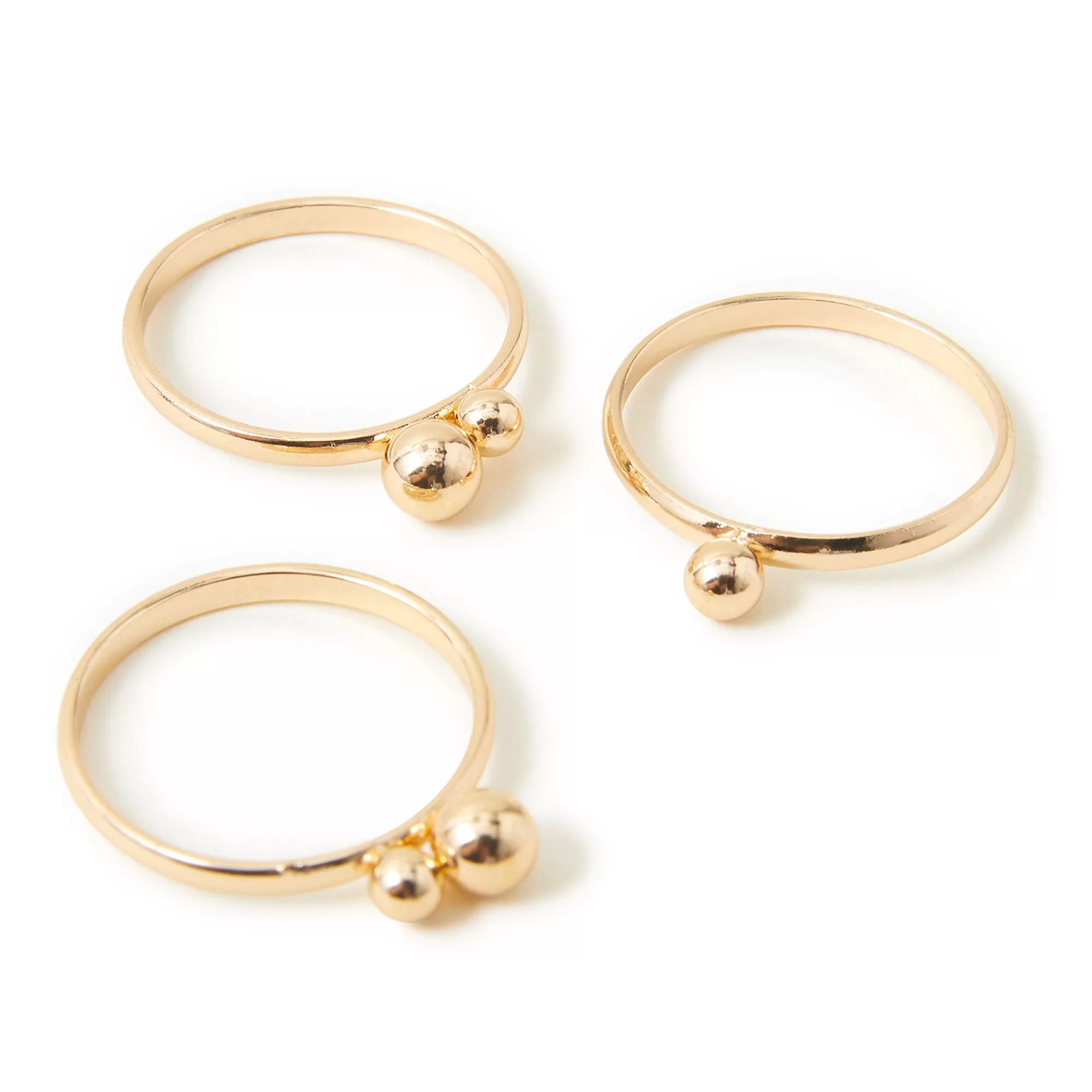 Accessorize London Women's Beaded Rings Set Of Three Gold-Large