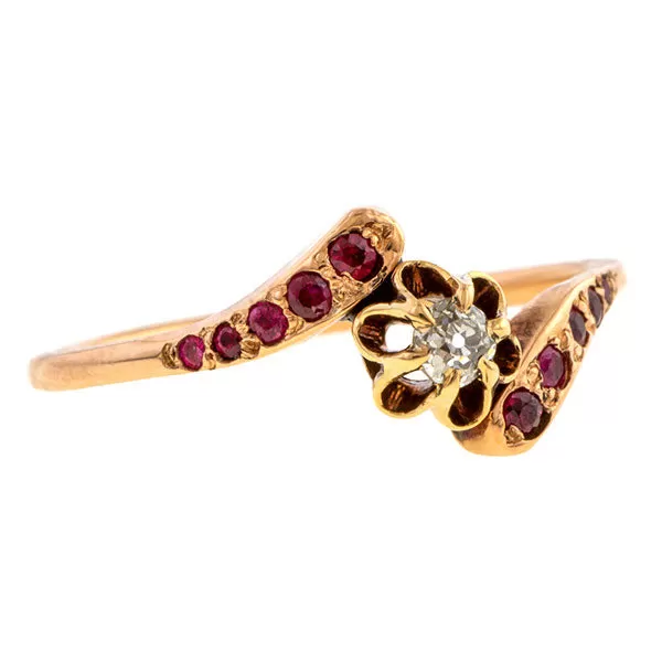 Antique Diamond & Ruby Bypass Ring