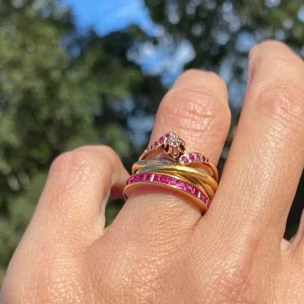 Antique Diamond & Ruby Bypass Ring