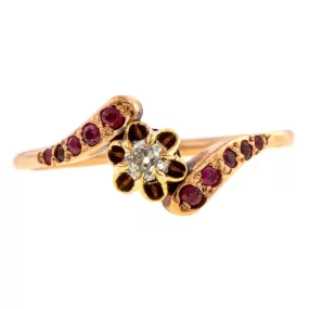 Antique Diamond & Ruby Bypass Ring