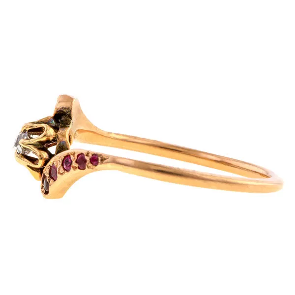 Antique Diamond & Ruby Bypass Ring