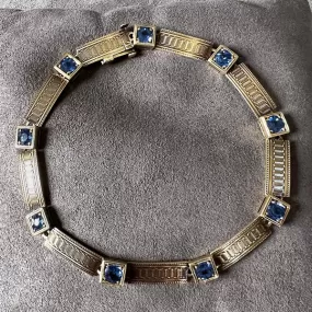 Antique Sapphire Engraved Link Bracelet