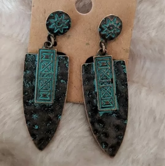 Antique  Shield Shaped Bohemian Earring