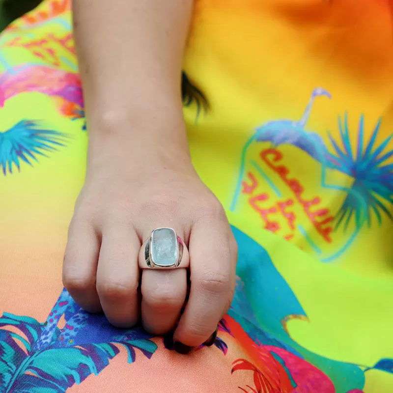 Aquamarine Silver Statement Ring