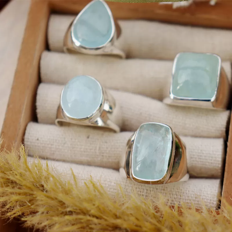 Aquamarine Silver Statement Ring