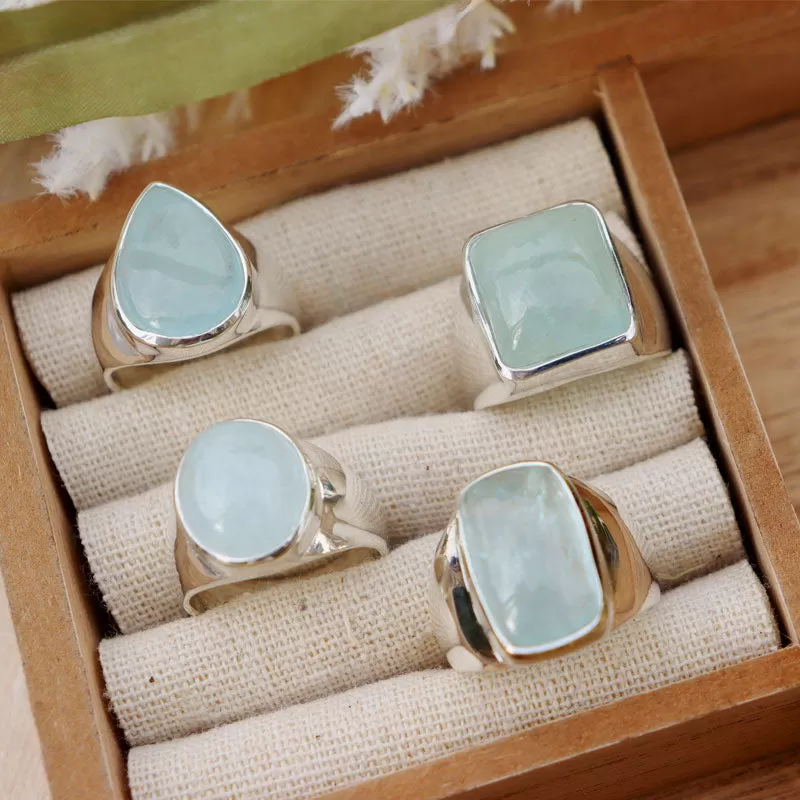 Aquamarine Silver Statement Ring