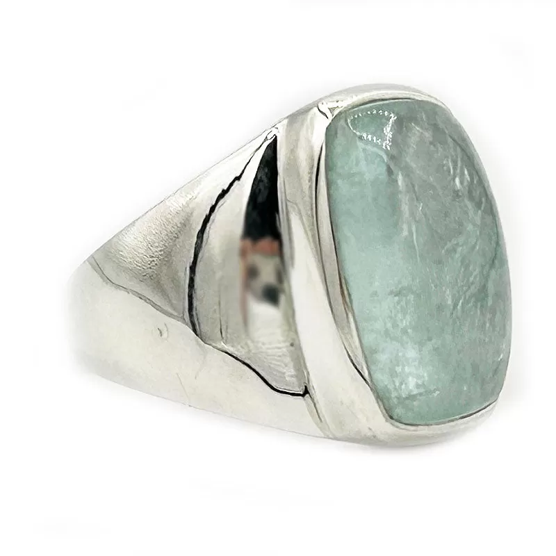 Aquamarine Silver Statement Ring