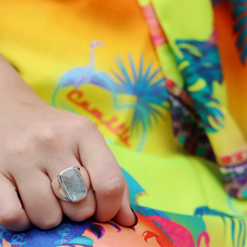 Aquamarine Silver Statement Ring