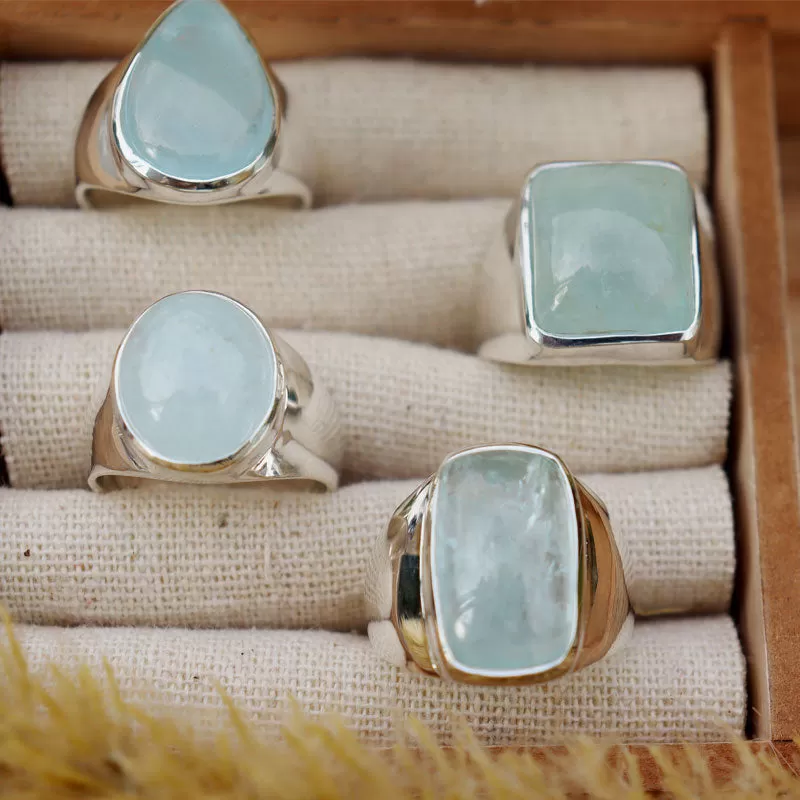 Aquamarine Silver Statement Ring