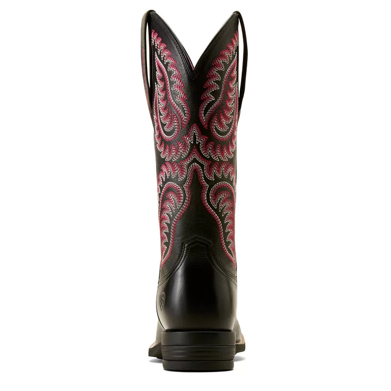 'Ariat' Women's 12 Cattle Caite Stretchfit Western Square Toe - Black Deertan / Madison Avenue