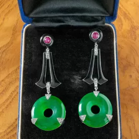 Art Deco Style Jade Drop Earrings