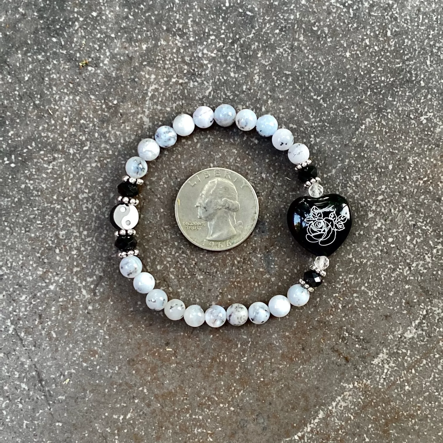 “Balance Your Heart” Gemstone Stretch Bracelet