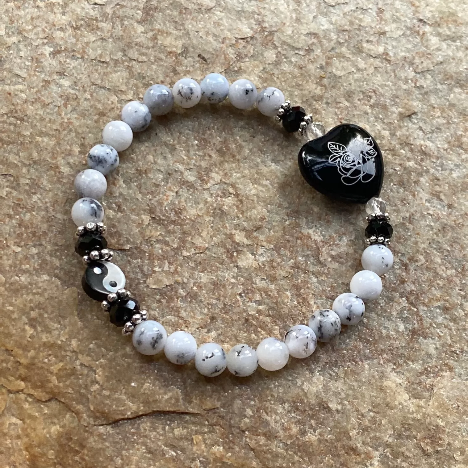 “Balance Your Heart” Gemstone Stretch Bracelet