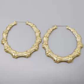 Bamboo Textured Metal Hoop Earrings