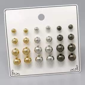 Basic Metal Ball Stud Earring Set