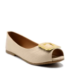 Beige Casual Peep Toe 080091